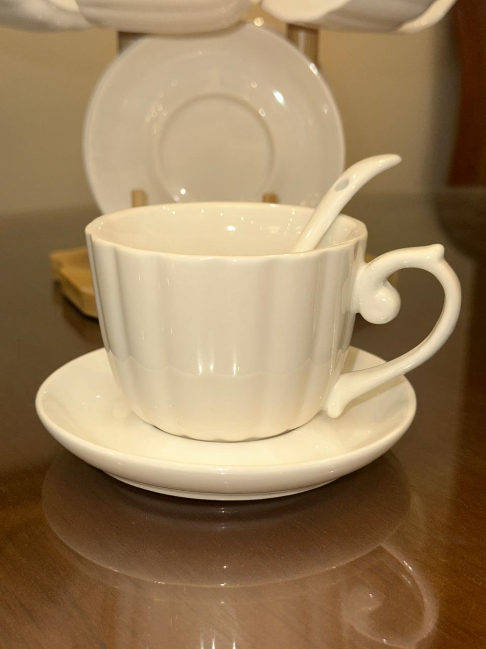 طقم فنجان قهوة تركي ابيض موديل راش