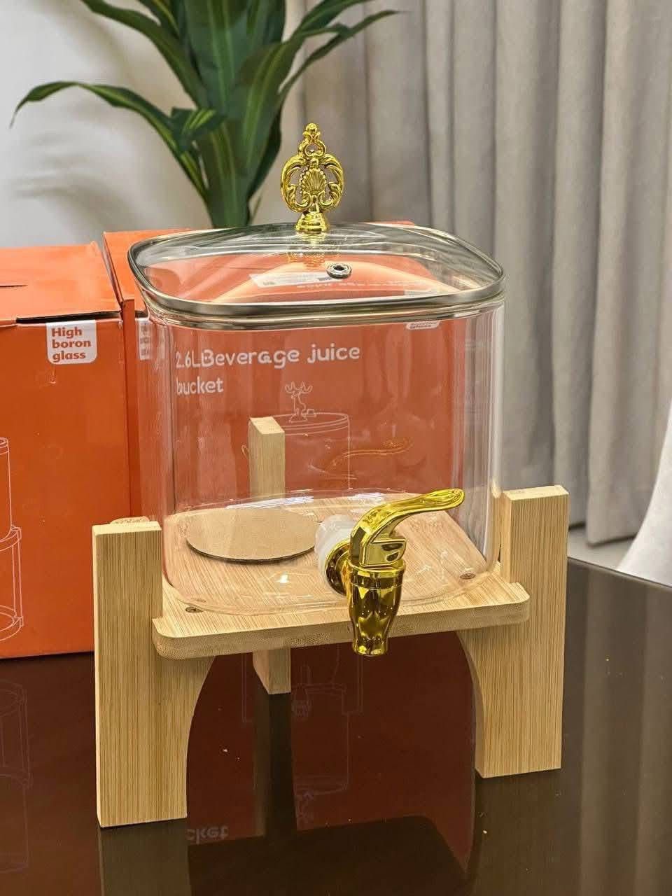 دسيبنسر عصير بحامل خشبي 2.5 لتر مربع