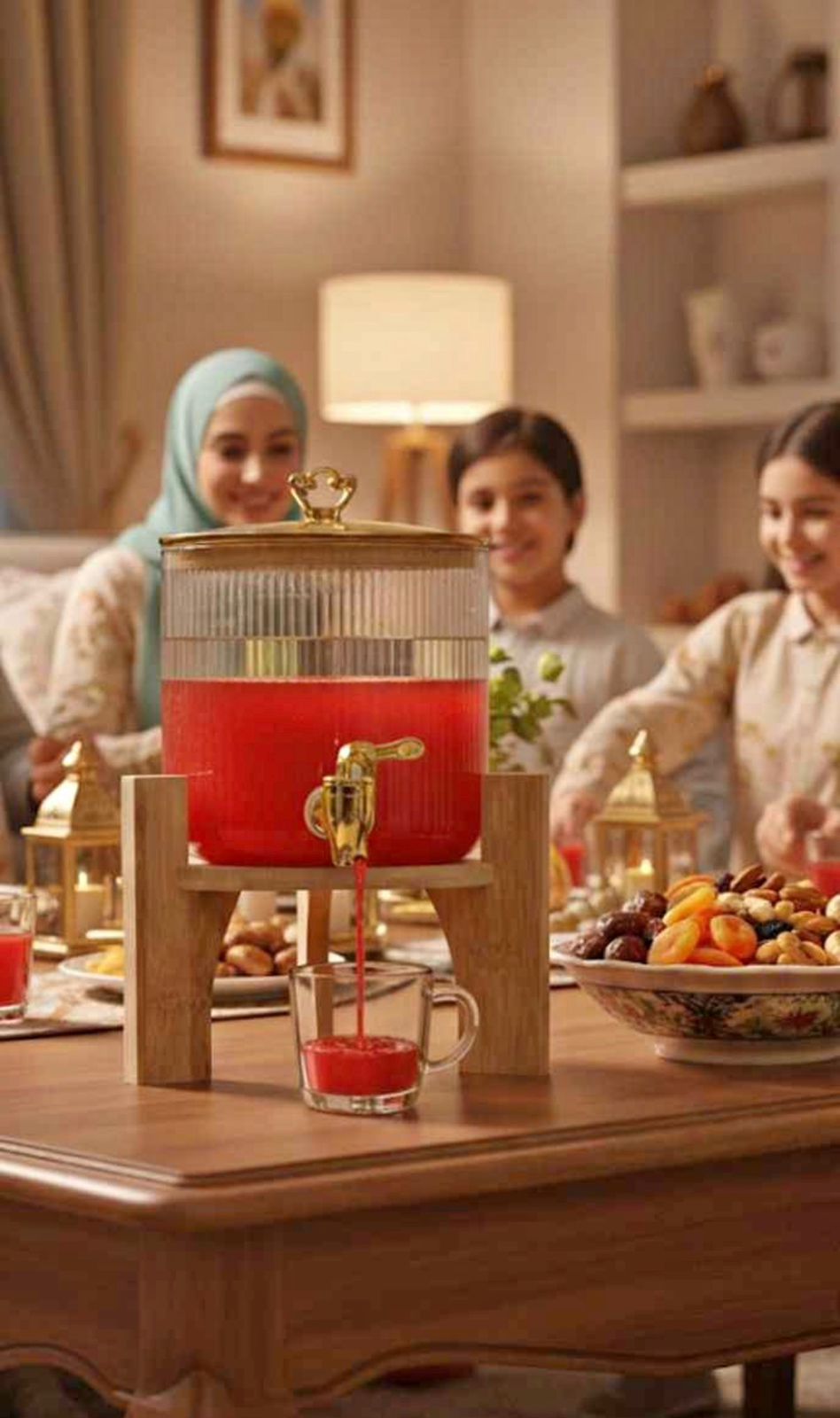 دسيبنسر عصير بحامل خشبي 2.5 لتر دائري