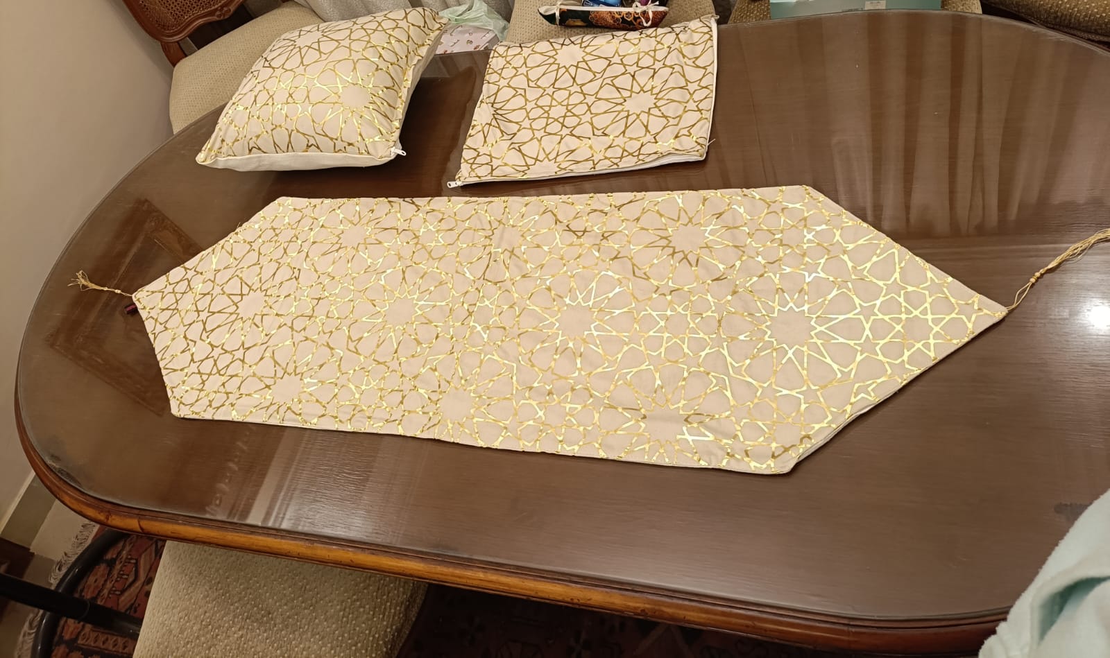 رانر+2كوشن طباعة دهبي