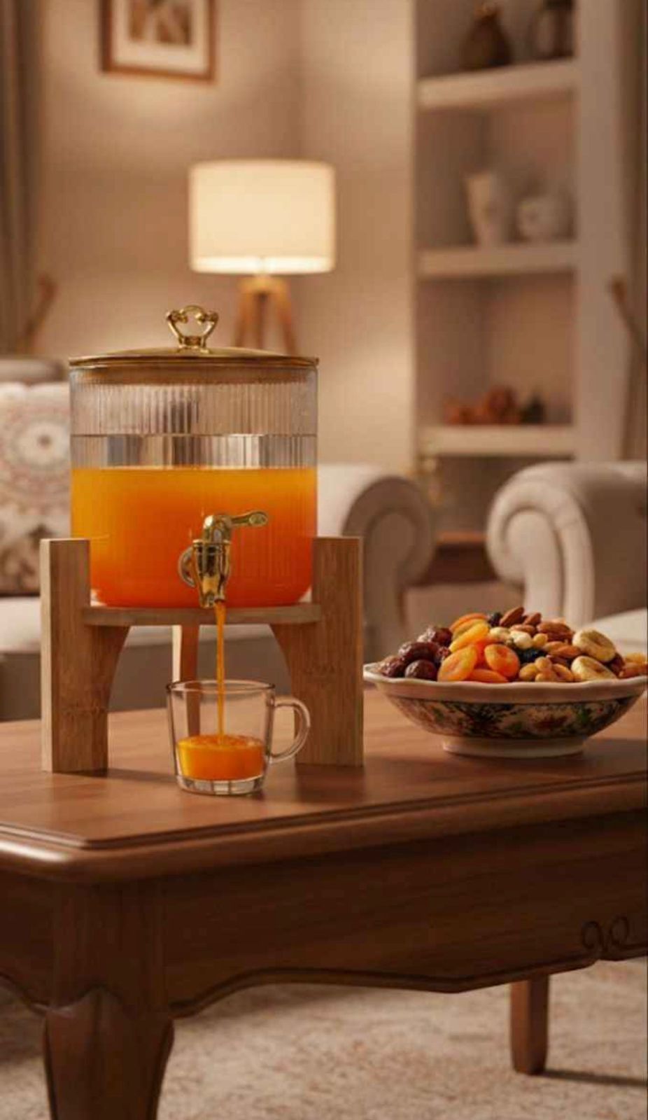 دسيبنسر عصير بحامل خشبي 2.5 لتر دائري